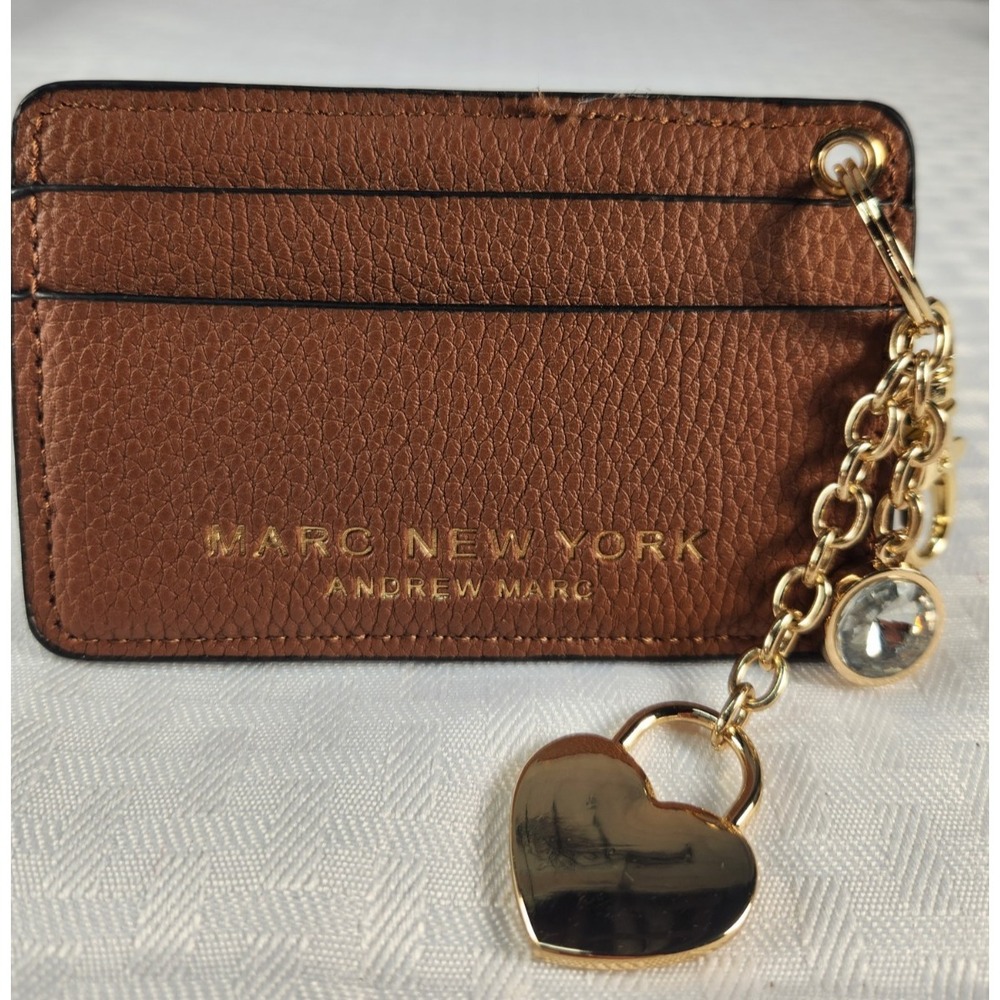Marc New York Andrew Marc Brown Card Holder Gold Heart, Charm & Key Holder New